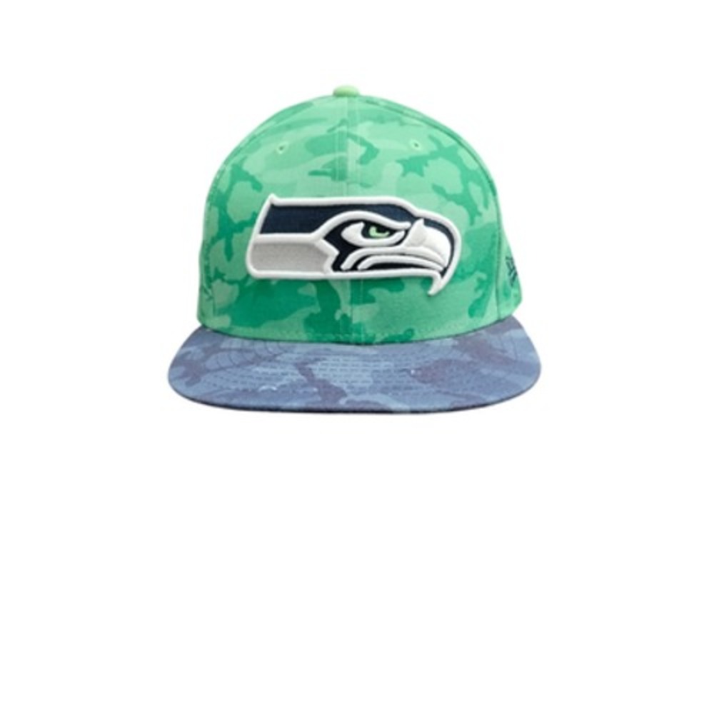Seattle Seahawks Hat Cap Fitted Mens 7 3/8‎ Green NFL Camo New Era 59FIFTY